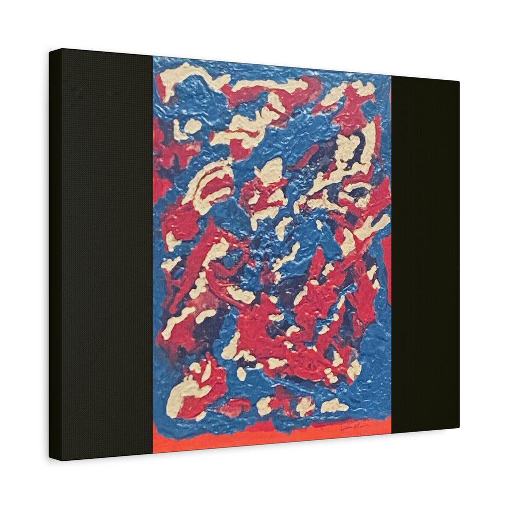 Abstract Red & Blue Matte Canvas Print — Stretched Wall Art