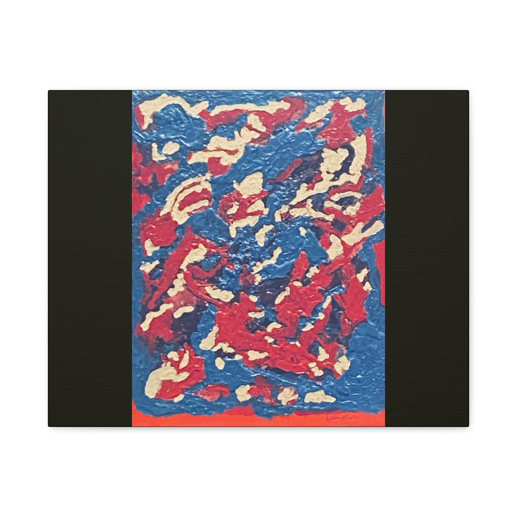 Abstract Red & Blue Matte Canvas Print — Stretched Wall Art