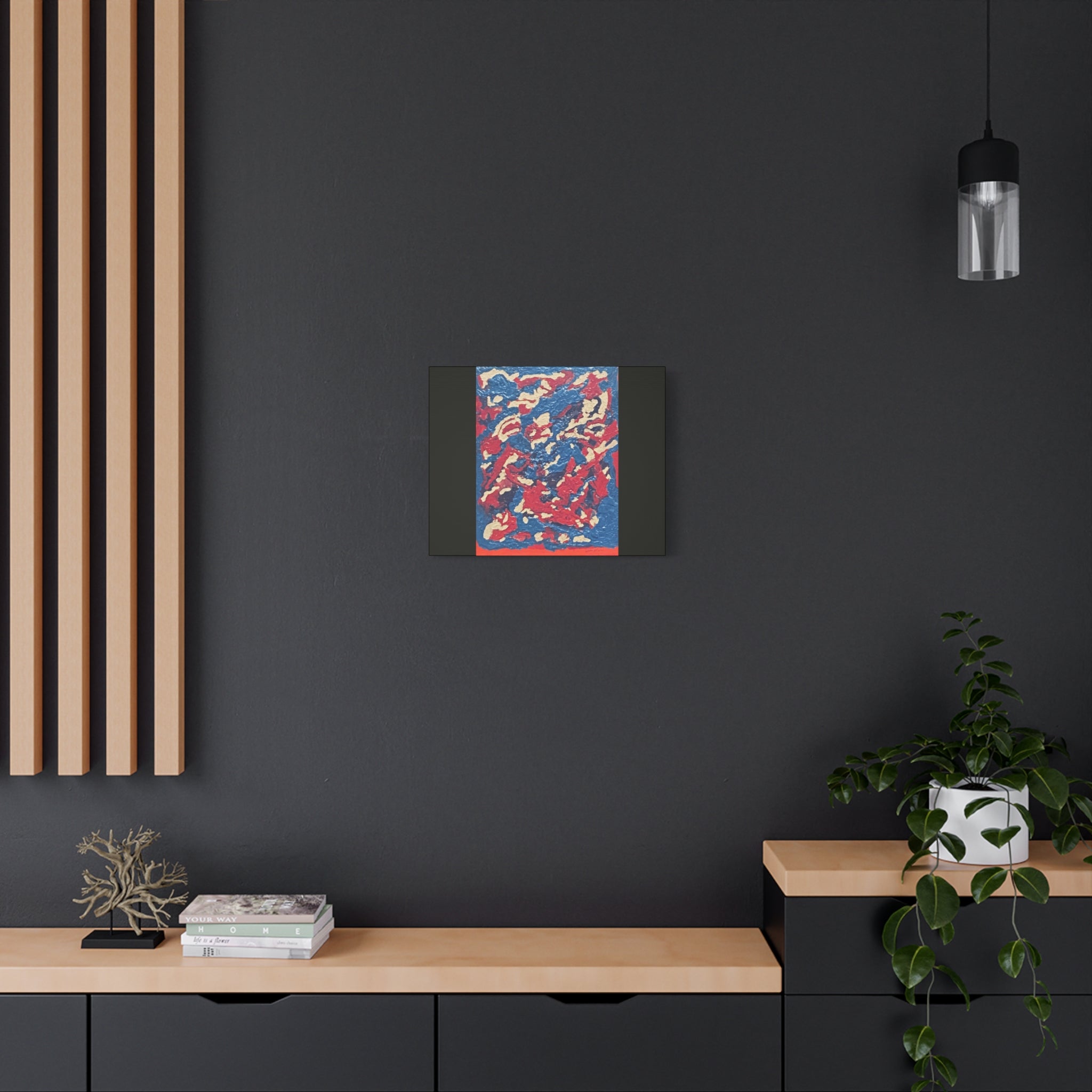 Abstract Red & Blue Matte Canvas Print — Stretched Wall Art