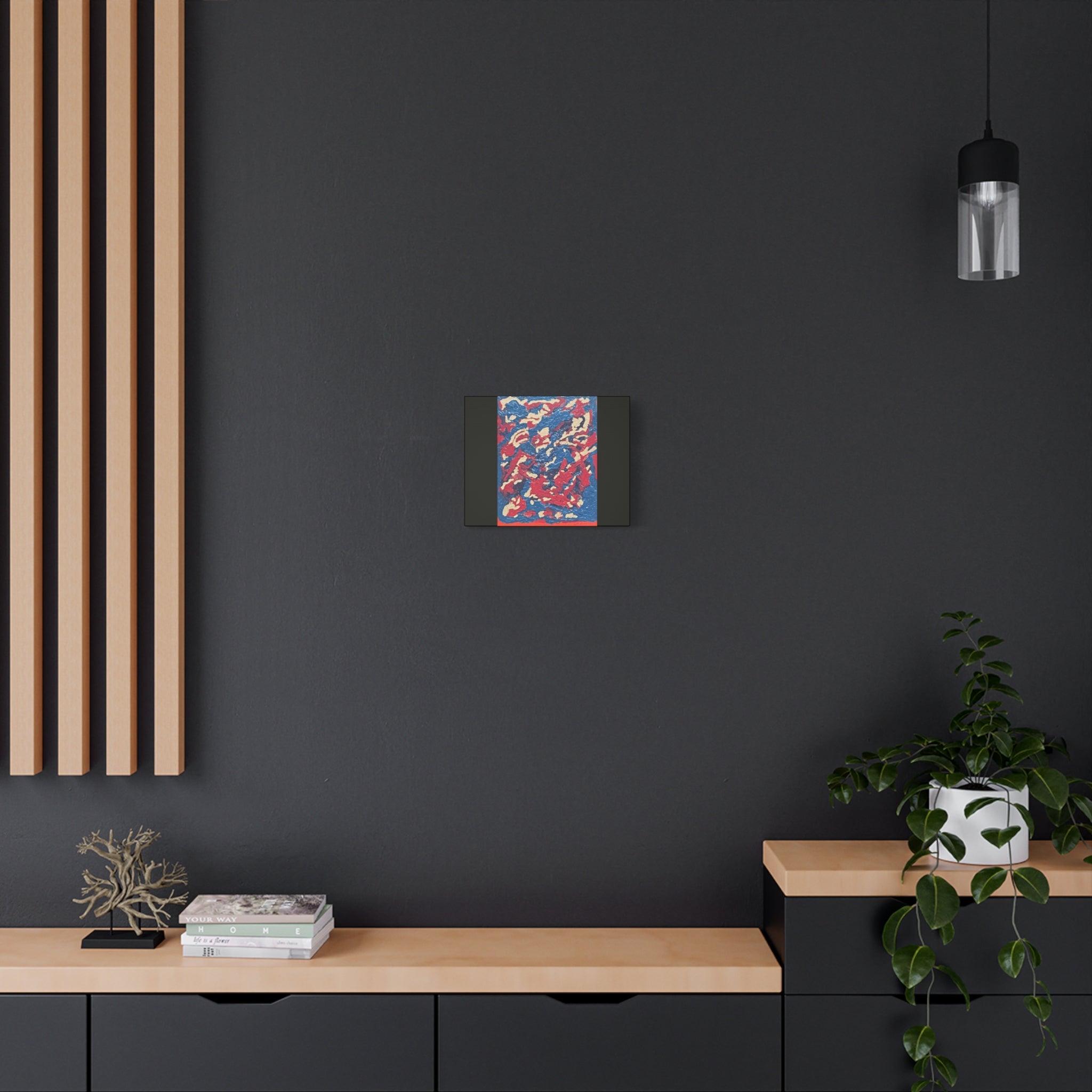 Abstract Red & Blue Matte Canvas Print — Stretched Wall Art